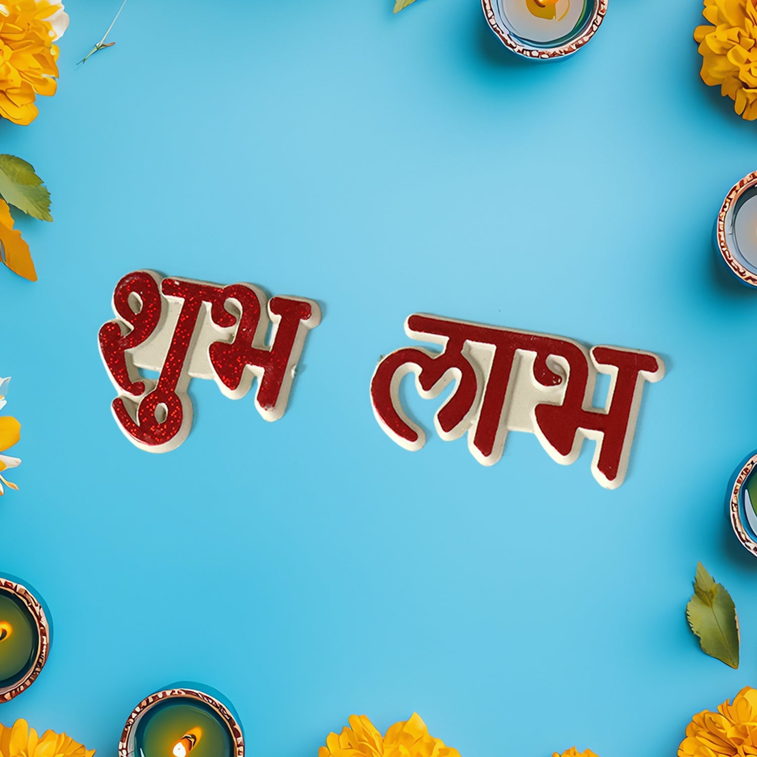 Traditional Decorative “Shubh Labh” Sticker - (Set) Traditional Decorative “Shubh Labh” Sticker - (Set)